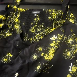 Torrid black/green floral waist define cami 5